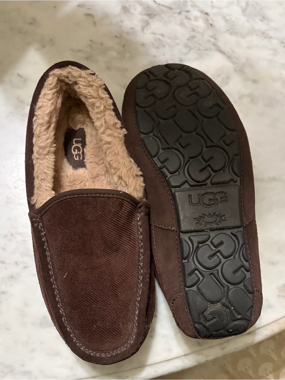 UGG mens Brown Suede Shearling-Lined - Picture 4 of 7